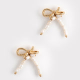 GOLD RIBBON PEARL EARRINGS