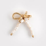 GOLD RIBBON PEARL EARRINGS