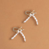 GOLD RIBBON PEARL EARRINGS