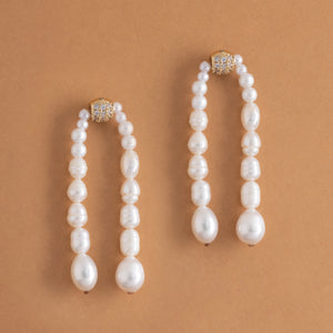 DOUBLE PEARL STRAND DROP EARRINGS