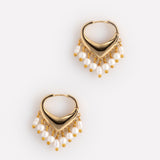 V-SHAPED WHITE PEARL STATEMENT EARRINGS