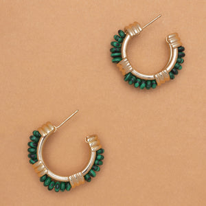 MALACHITE C HOOP EARRINGS
