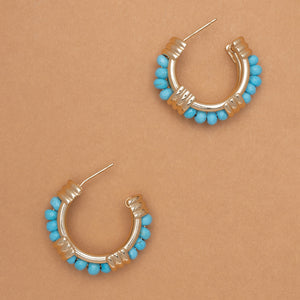 TURQUOISE C HOOP EARRINGS