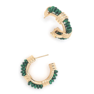 MALACHITE C HOOP EARRINGS