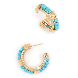TURQUOISE C HOOP EARRINGS
