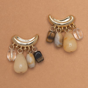 BROWN MIX CHARM EARRINGS