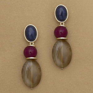 PURPLE LUNAKITE STONE DRO EARRINGS