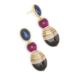 PURPLE LUNAKITE STONE DRO EARRINGS