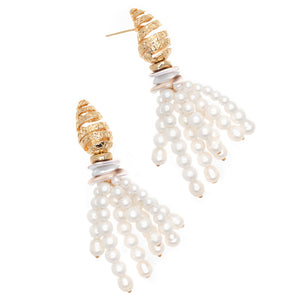 PEARL FRINGE CONUS EARRINGS