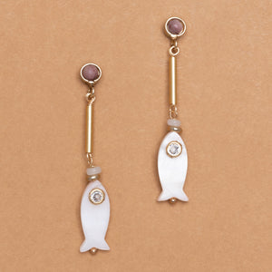 FISH SHELL DROP EARRINGS