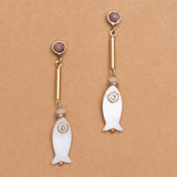 FISH SHELL DROP EARRINGS