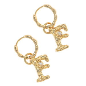 ALPHABET AND PEARL EARRINGS "F"