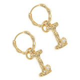 ALPHABET AND PEARL EARRINGS "I"