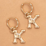 ALPHABET AND PEARL EARRINGS 