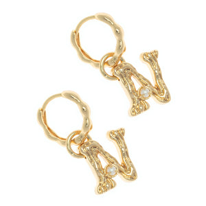 ALPHABET AND PEARL EARRINGS "N"