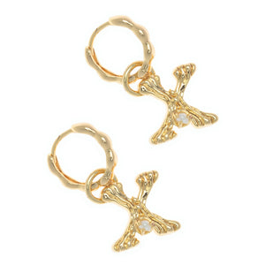 ALPHABET AND PEARL EARRINGS "X"