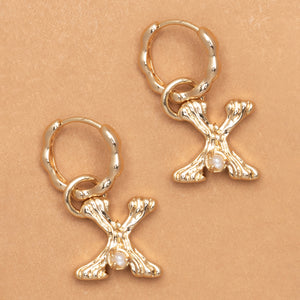 ALPHABET AND PEARL EARRINGS "X"