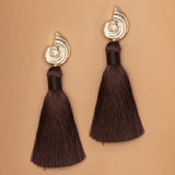 GOLD CARACOLA BROWN TASSEL EARRINGS  (PRE-ORDER TAKES 15 DAYS)