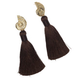 GOLD CARACOLA BROWN TASSEL EARRINGS  (PRE-ORDER TAKES 15 DAYS)