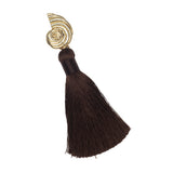 GOLD CARACOLA BROWN TASSEL EARRINGS  (PRE-ORDER TAKES 15 DAYS)