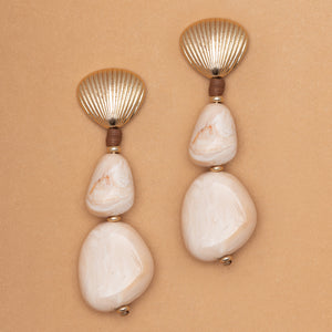 GOLD SHELL TIDAL DROP EARRINGS (PRE-ORDER TAKES 15 DAYS)