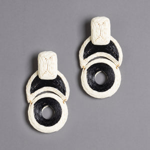 BLACK AND WHITE GEOMETRIC DROP EARRINGS