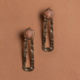 PEACH STONE GOLD GEO EARRINGS