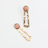 PEACH STONE GOLD GEO EARRINGS