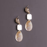 GOLD SHELL PEAR DROP EARRINGS