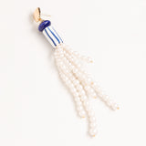 WHITE LAPIS FRINGE BEAD EARRINGS