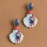 BLUE SHELL DROP EARRINGS