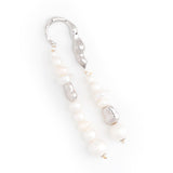 DOUBLE FRINGE WHITE PEARL EARRINGS