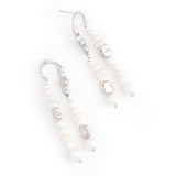 DOUBLE FRINGE WHITE PEARL EARRINGS