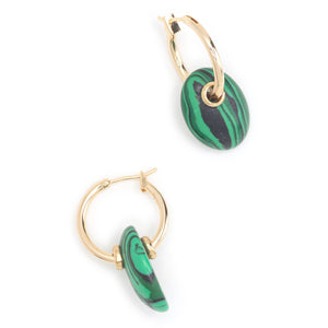 MALACHITE GOLD HUGGIE EARRINGS