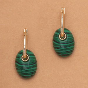 MALACHITE GOLD HUGGIE EARRINGS