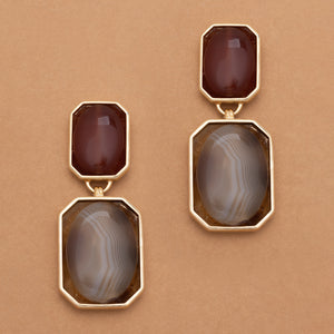 RUTILATED AGATE LUNAKITE GOLD DROP EARRINGS