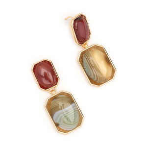 RUTILATED AGATE LUNAKITE GOLD DROP EARRINGS