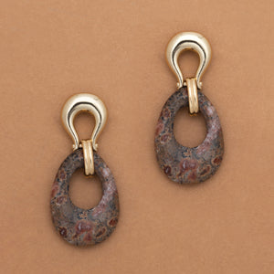 BROWN AGATE GEO EARRINGS