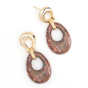 BROWN AGATE GEO EARRINGS