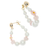 WHITE PINK PEARL STRAND EARRINGS