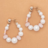 WHITE PINK PEARL STRAND EARRINGS
