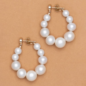 STRING OF PEARL HOOPE EARRINGS