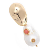WHITE PEARL PEACH GOLD DROP EARRINGS