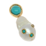 BAROQUE PEARL TURQUOISE EMBED EARRINGS