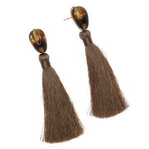 CHUNKY BROWN RESIN TASSEL EARRINGS (PRE-ORDER TAKES 15 DAYS)