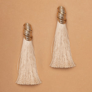COIL MUSE BEIGE TASSEL EARRINGS (PRE-ORDER TAKES 15 DAYS)