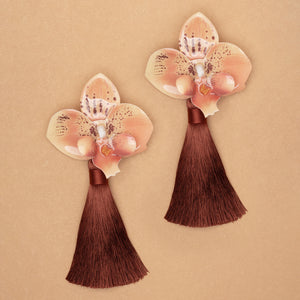 LIGHT ORANGE MATTE BLOOM TASSEL EARRINGS (PRE-ORDER TAKES 15 DAYS)