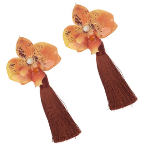 LIGHT ORANGE MATTE BLOOM TASSEL EARRINGS (PRE-ORDER TAKES 15 DAYS)