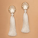 GOLD CONCHA IVORY TASSEL EARRINGS (PRE-ORDER TAKES 15 DAYS)