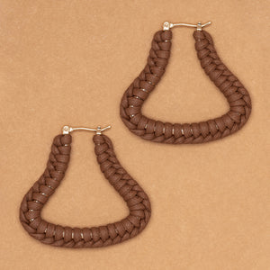 BROWN BRAIDED LEATHER EARRINGS  (PRE-ORDER TAKES 15 DAYS)